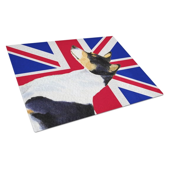 Caroline's Treasures Basenji with English Union Jack British Flag Glass Cutting Board Large Size