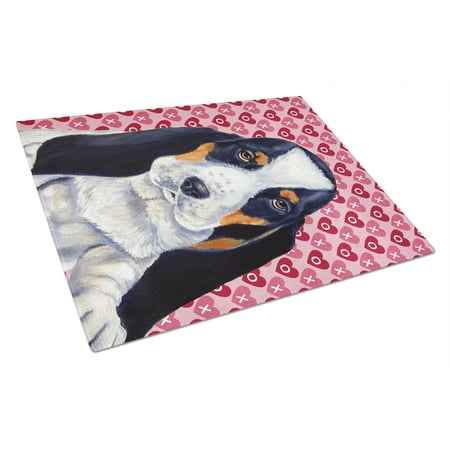 Caroline's Treasures Basset Hound Hearts Love and Valentine's Day Portrait Glass Cutting Board Large