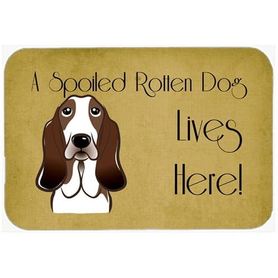 caroline's treasures bb1491cmt basset hound spoiled dog lives here kitchen or bath mat, 20 by 30", multicolor