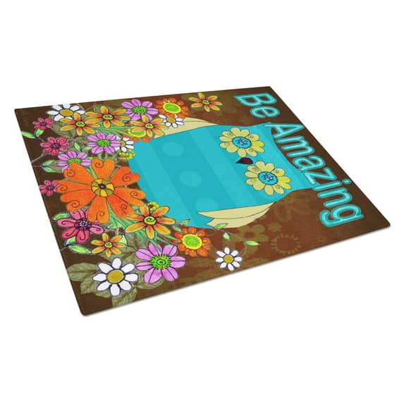 Caroline's Treasures Be Amazing Owl Glass Cutting Board Large