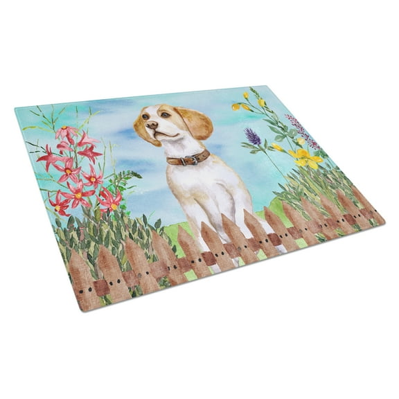 Caroline's Treasures Beagle Spring Glass Cutting Board Large