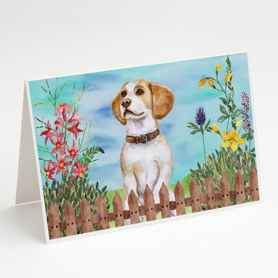 Beagle Spring Greeting Cards and Envelopes Pack of 8