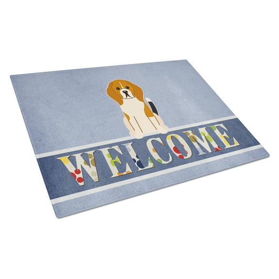 Caroline's Treasures Beagle Tricolor Welcome Glass Cutting Board Large