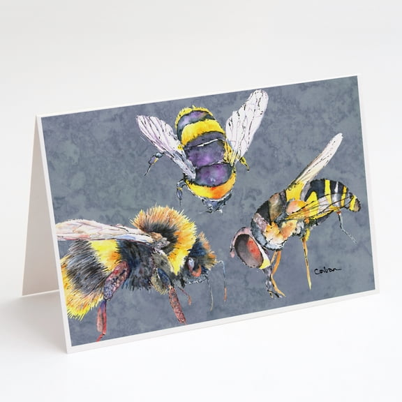 Bee Bees Times Three Greeting Cards and Envelopes Pack of 8