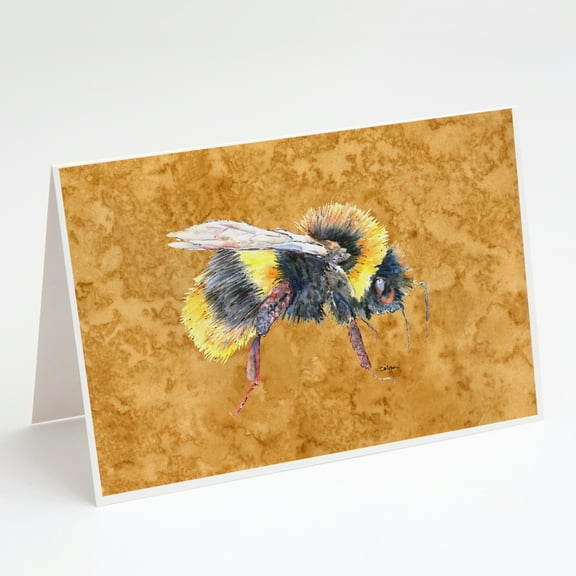 Bee on Gold Greeting Cards and Envelopes Pack of 8