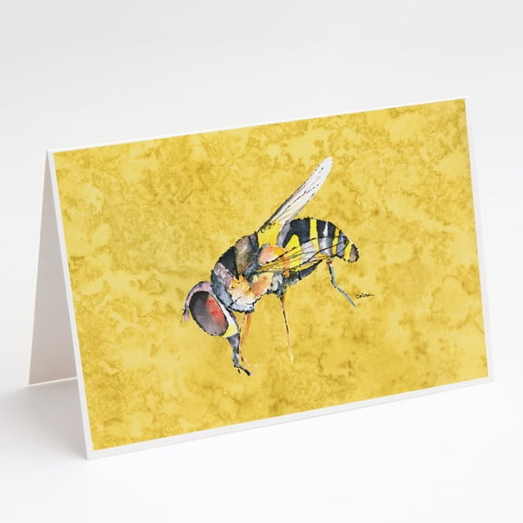 Bee on Yellow Greeting Cards and Envelopes Pack of 8