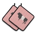 thumbnail image 1 of Belted Galloway Cow Pink Check Pair of Pot Holders, 1 of 3