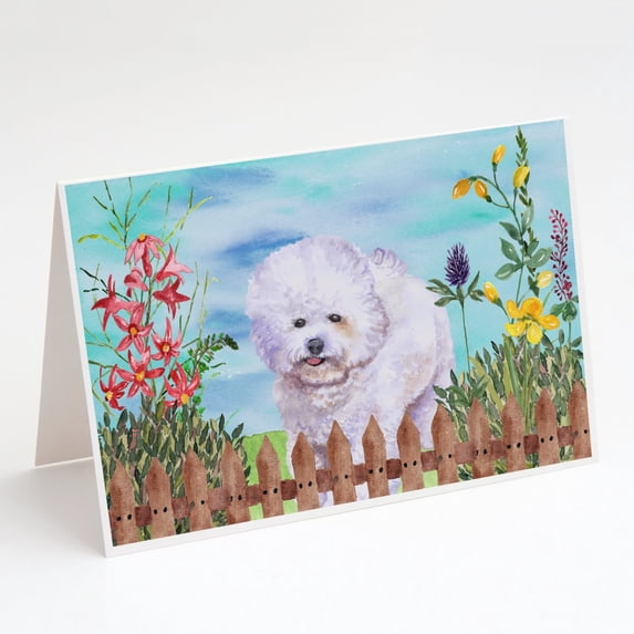 Bichon Frise Spring Greeting Cards and Envelopes Pack of 8