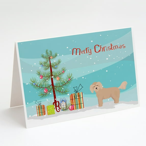Bichpoo Christmas Tree Greeting Cards and Envelopes Pack of 8