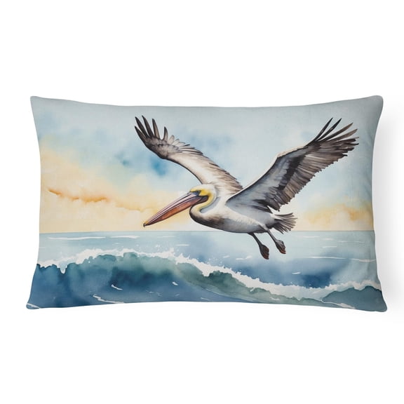 Caroline's Treasures Birds, Birds, Birds Throw Pillow Throw Pillow for Indoor Couch Bed Outdoor Patio Washable, Pelican Soaring 7514,12Hx16W