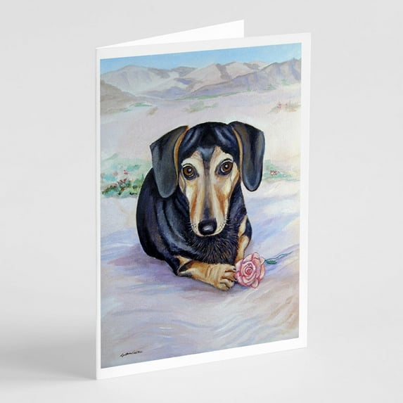 Black and Cream Dachshund Greeting Cards and Envelopes Pack of 8