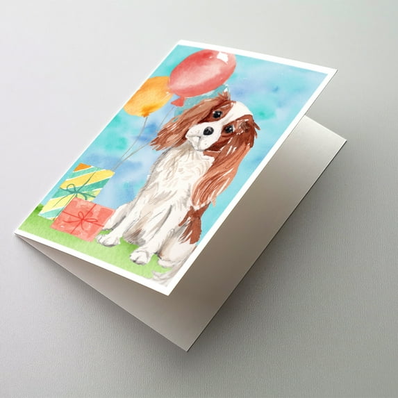 Happy Birthday Blenheim Cavalier Spaniel Greeting Cards and Envelopes Pack of 8