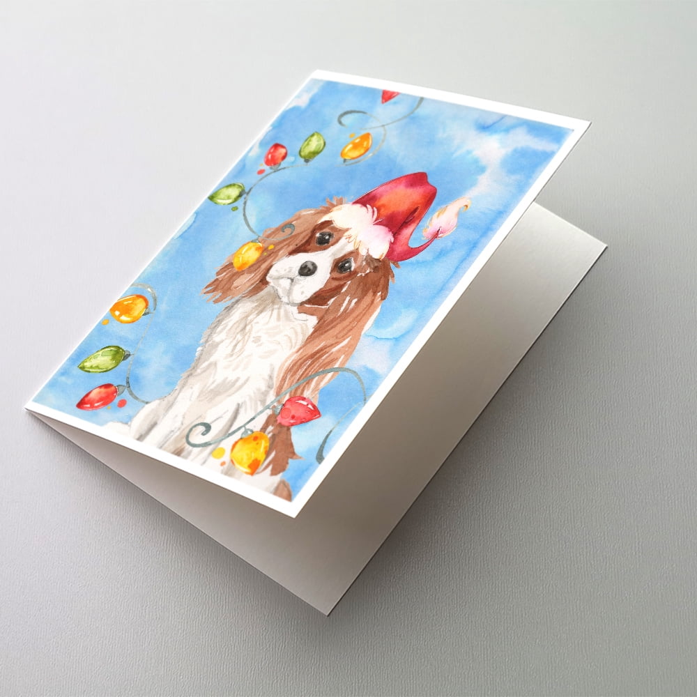 Caroline's Treasures Blenheim Cavalier Spaniel Christmas Greeting Cards with Envelopes, 5" x 7" (8 Count)