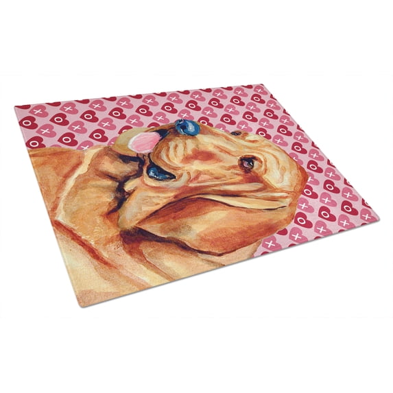 Caroline's Treasures Bloodhound Hearts Love and Valentine's Day Portrait Glass Cutting Board Large