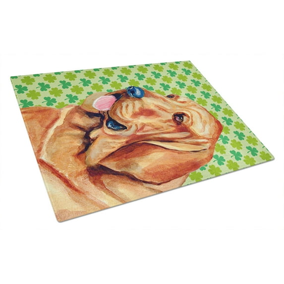 Caroline's Treasures Bloodhound St. Patrick's Day Shamrock Portrait Glass Cutting Board Large