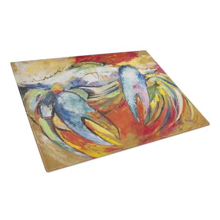 Caroline's Treasures Blue Crab Glass Cutting Board Large