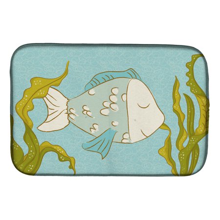 Caroline's Treasures Blue Fish Dish Drying Mat