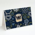 thumbnail image 1 of Blue Flowers Fawn Pug Greeting Cards and Envelopes Pack of 8, 1 of 2