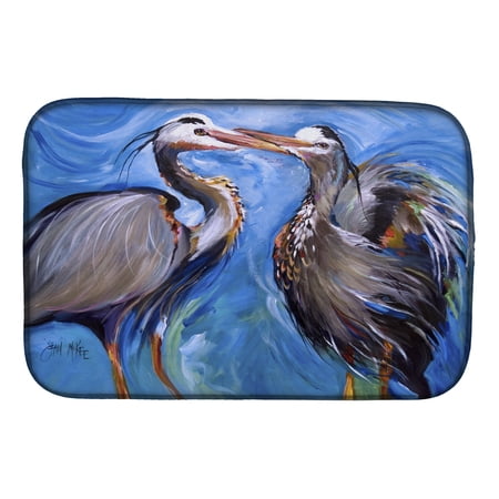 Caroline's Treasures Blue Heron Love Dish Drying Mat