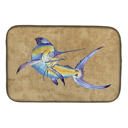 Caroline's Treasures Blue Marlin Dish Drying Mat