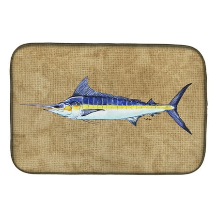 Caroline's Treasures Blue Marlin Dish Drying Mat