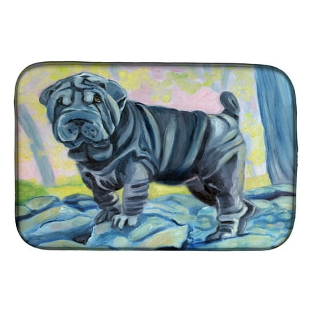 Caroline's Treasures Blue Shar Pei Dish Drying Mat