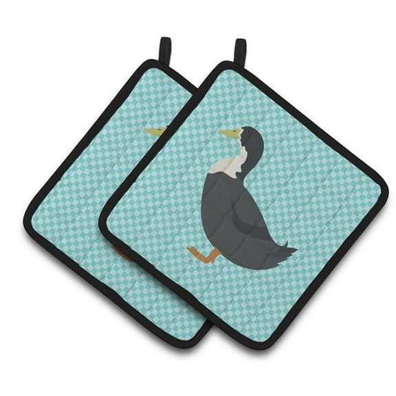 Caroline's Treasures Blue Swedish Duck Blue Check Pair of Pot Holders