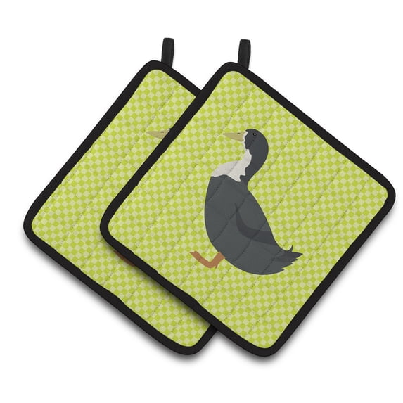 Caroline's Treasures Blue Swedish Duck Green Pair of Pot Holders