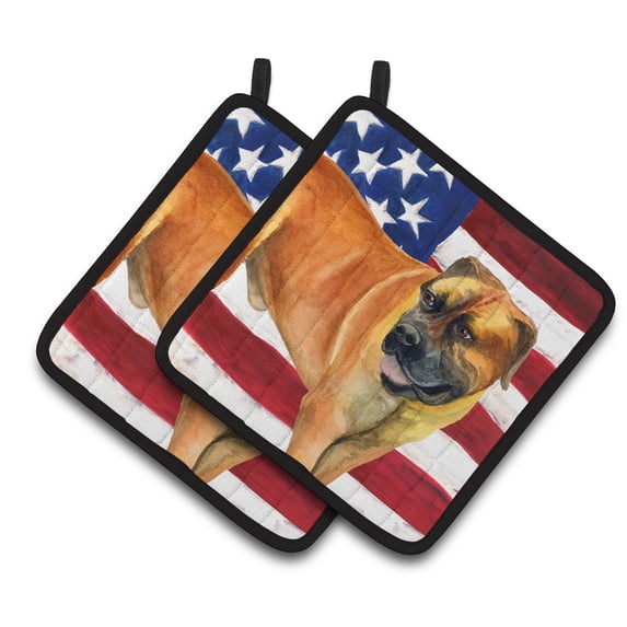 Caroline's Treasures Boerboel Mastiff Patriotic Pair of Pot Holders