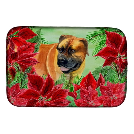 Caroline's Treasures Boerboel Mastiff Poinsettas Dish Drying Mat