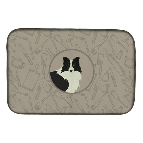 Caroline's Treasures Border Collie In the Kitchen Dish Drying Mat