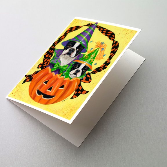 Boston Terrier Halloweenies Greeting Cards and Envelopes Pack of 8