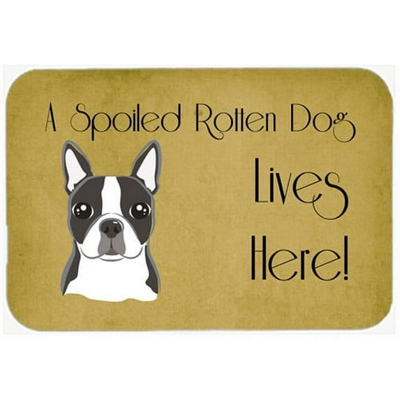caroline's treasures bb1451cmt boston terrier spoiled dog lives here kitchen or bath mat, 20 by 30", multicolor