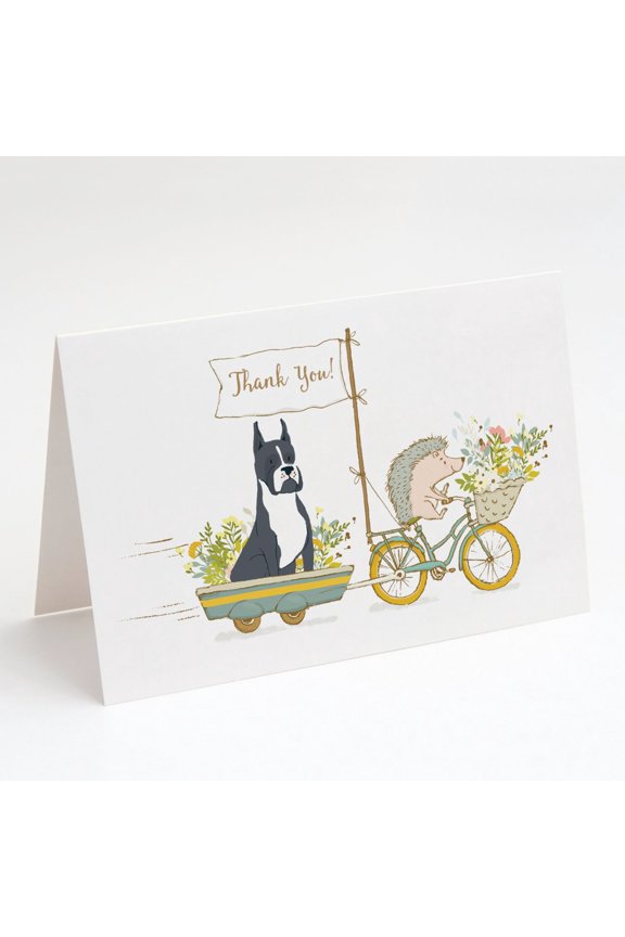 Boxer Black Cropped Ears Greeting Cards and Envelopes Pack of 8