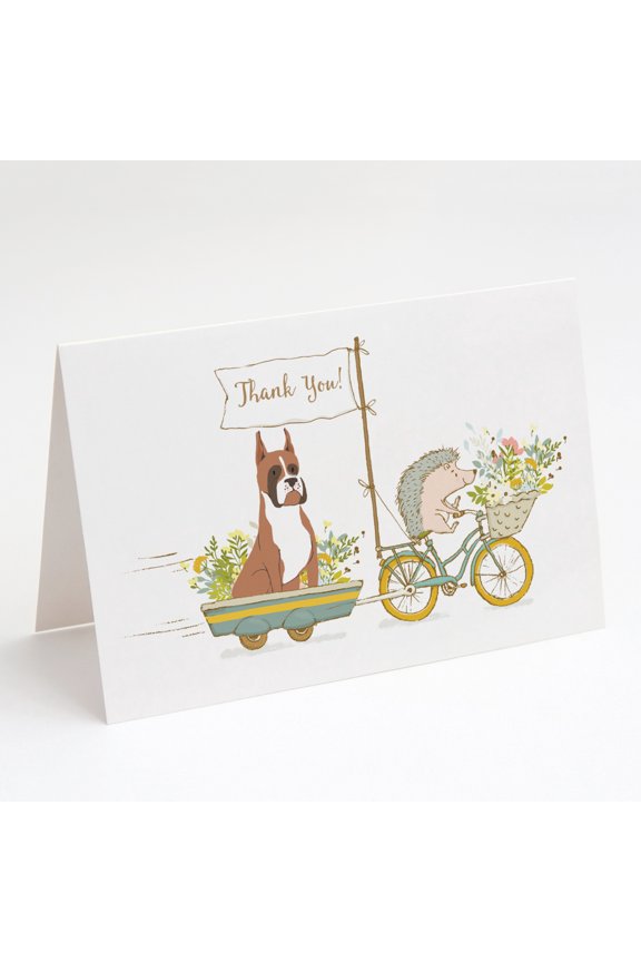 Boxer Flashy Fawn Cropped Ears Greeting Cards and Envelopes Pack of 8