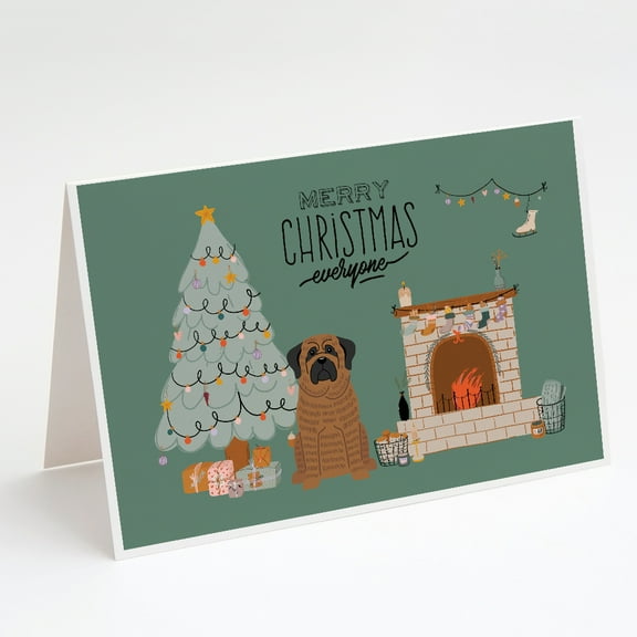 Brindle Mastiff Christmas Everyone Greeting Cards and Envelopes Pack of 8