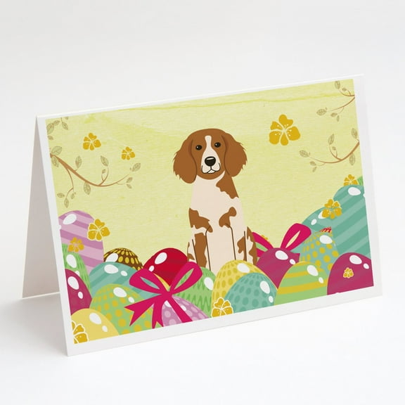 Easter Eggs Brittany Spaniel Greeting Cards and Envelopes Pack of 8