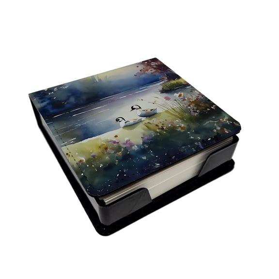 Caroline's Treasures Bufflehead PU Leather Note Paper Holder with Artist-Designed Cover, Desk Accessory, Office Gift