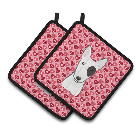 Caroline's Treasures Bull Terrier Hearts Pair of Pot Holders