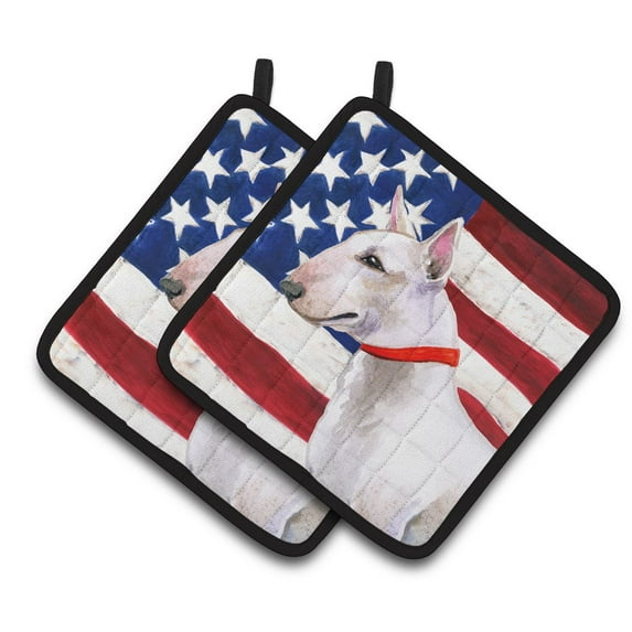 Caroline's Treasures Bull Terrier Patriotic Pair of Pot Holders