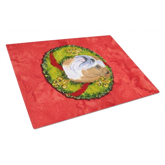 Caroline's Treasures Bulldog English Glass Cutting Board Large