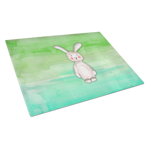 Caroline's Treasures Bunny Rabbit Watercolor Glass Cutting Board Large