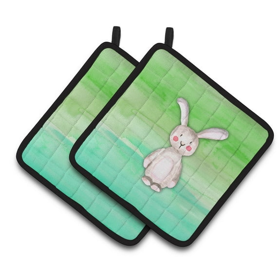 Caroline's Treasures Bunny Rabbit Watercolor Pair of Pot Holders