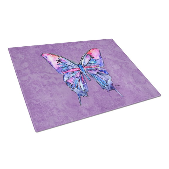 Caroline's Treasures Butterfly on Purple Glass Cutting Board Large