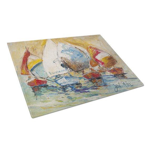 Caroline's Treasures Buzzards Sailboat Race Glass Cutting Board Large