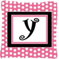 thumbnail image 1 of Caroline's Treasures CJ1001-YPW1414 Letter Y Monogram Pink Black Polka Dots Pillow, Large, Multicolor, 1 of 1