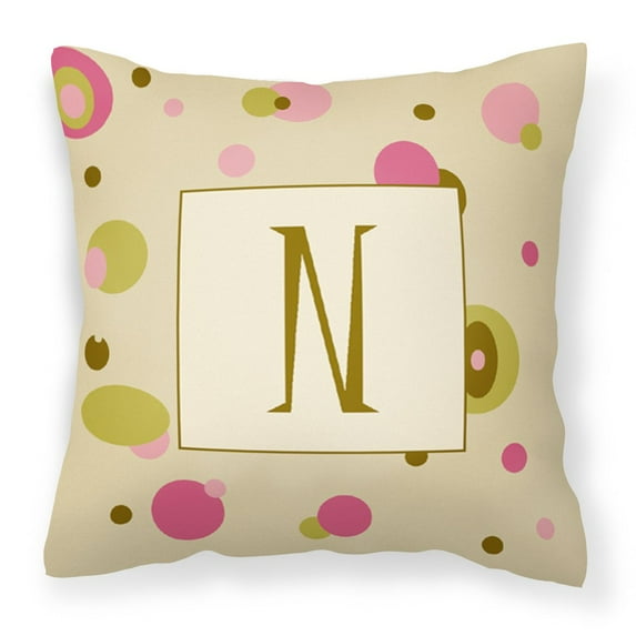 Caroline's Treasures CJ1004-NPW1414 Letter N Initial Monogram - Tan Dots Fabric Decorative Pillow, 14Hx14W, multicolor
