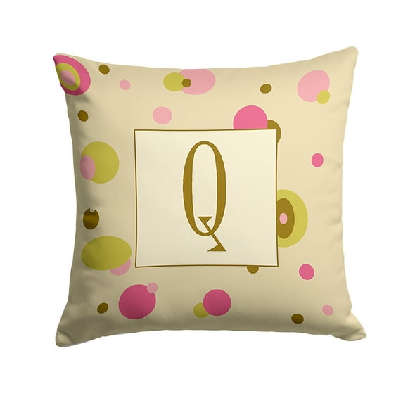 Caroline's Treasures CJ1004-QPW1414 Letter Q Initial Monogram - Tan Dots Fabric Decorative Pillow, 14Hx14W, multicolor