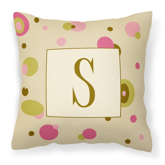Caroline's Treasures CJ1004-SPW1414 Letter S Initial Monogram - Tan Dots Fabric Decorative Pillow, 14Hx14W, multicolor