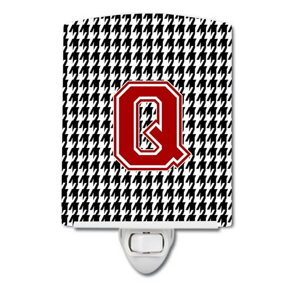 Letter Q Monogram - Houndstooth Black Ceramic Night Light